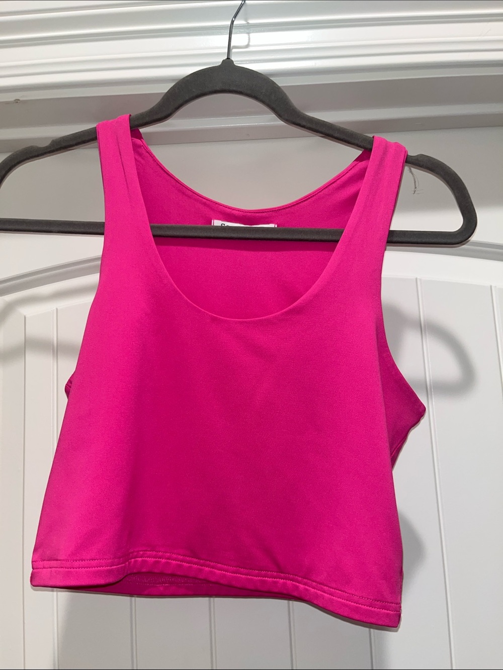Cropped Fuchsia Scoop Neck Tank Top